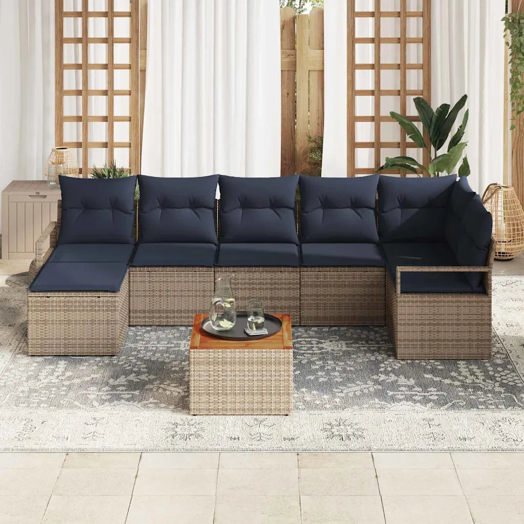 Set Divano da Giardino con cuscino 9 pcs Grigio polyrattan