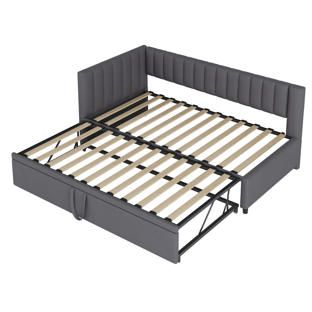 DIVANO LETTO L a scomparsa 90x200 cm in velluto grigio, letto estraibile