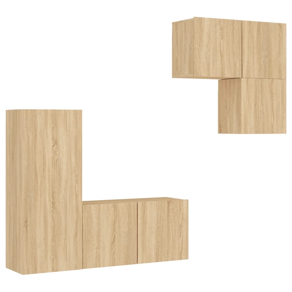 Mobili TV a Muro 4pz Rovere Sonoma in Legno Multistrato 3216430