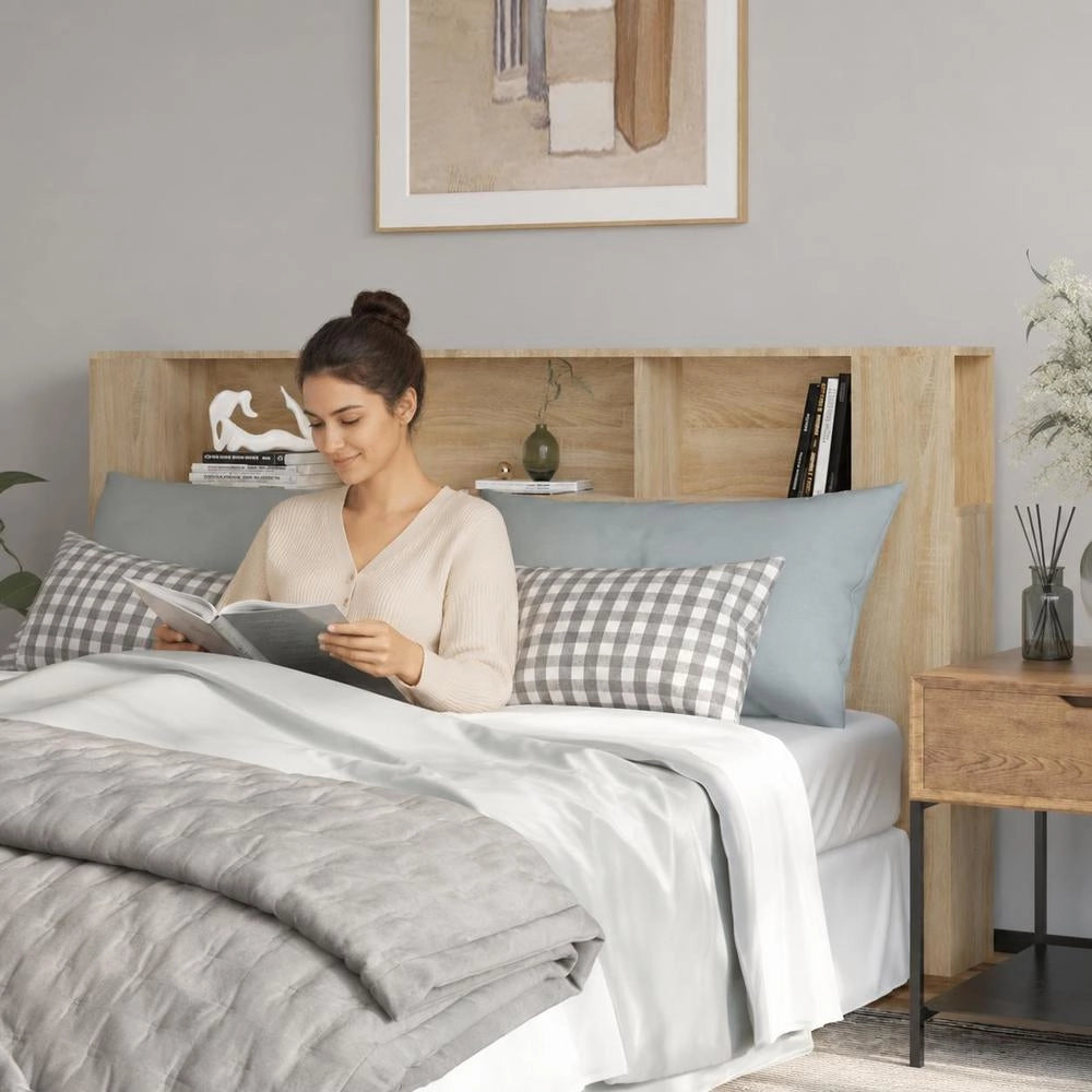 Headboard With Shelves, Sonoma Oak, 180x18.5x104.5 Cm