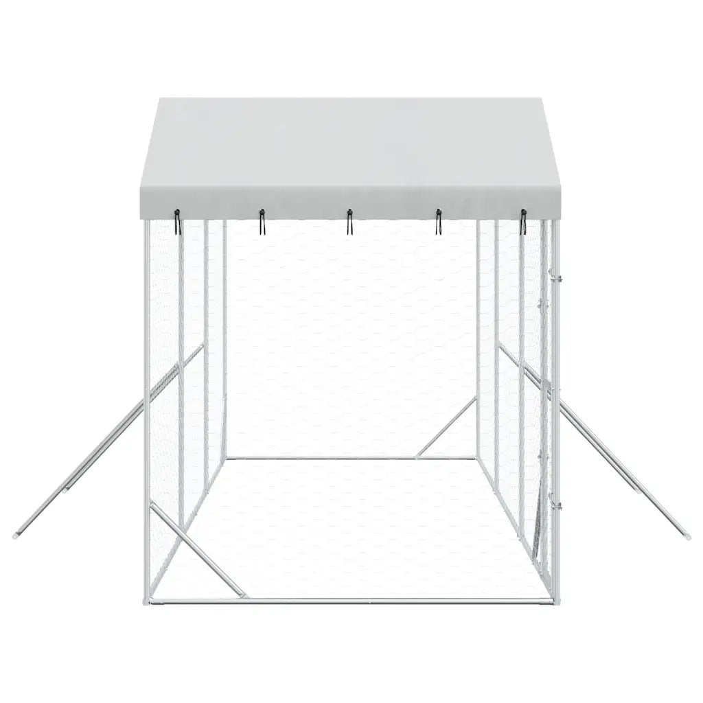 Cuccia Cani da Esterno Tetto Argento 6x2x2,5 m Acciaio Zincato 3190467