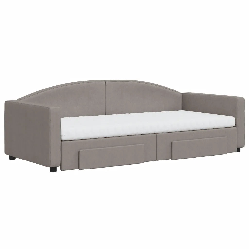 vidaXL Divano Letto Estraibile con Cassetti Tortora 90x200 cm Tessuto