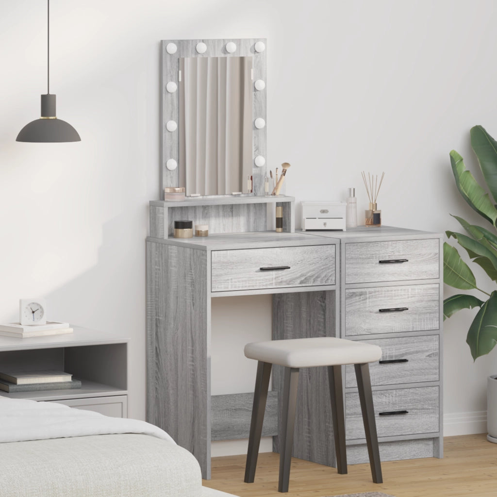 Toeletta  con luci LED Grigio Sonoma 50x41x140 cm