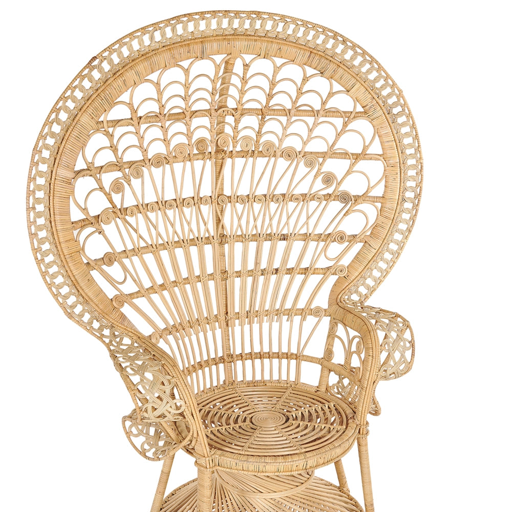 Sedia Rattan Beige 150 x 68 cm Vimini Cuscino per Seduta per Interni ed Esterni con Schienale Alto
