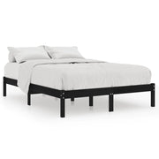 Letto matrimoniale | Letto per adulti | Giroletto Nero in Legno Massello 150x200 cm King Size