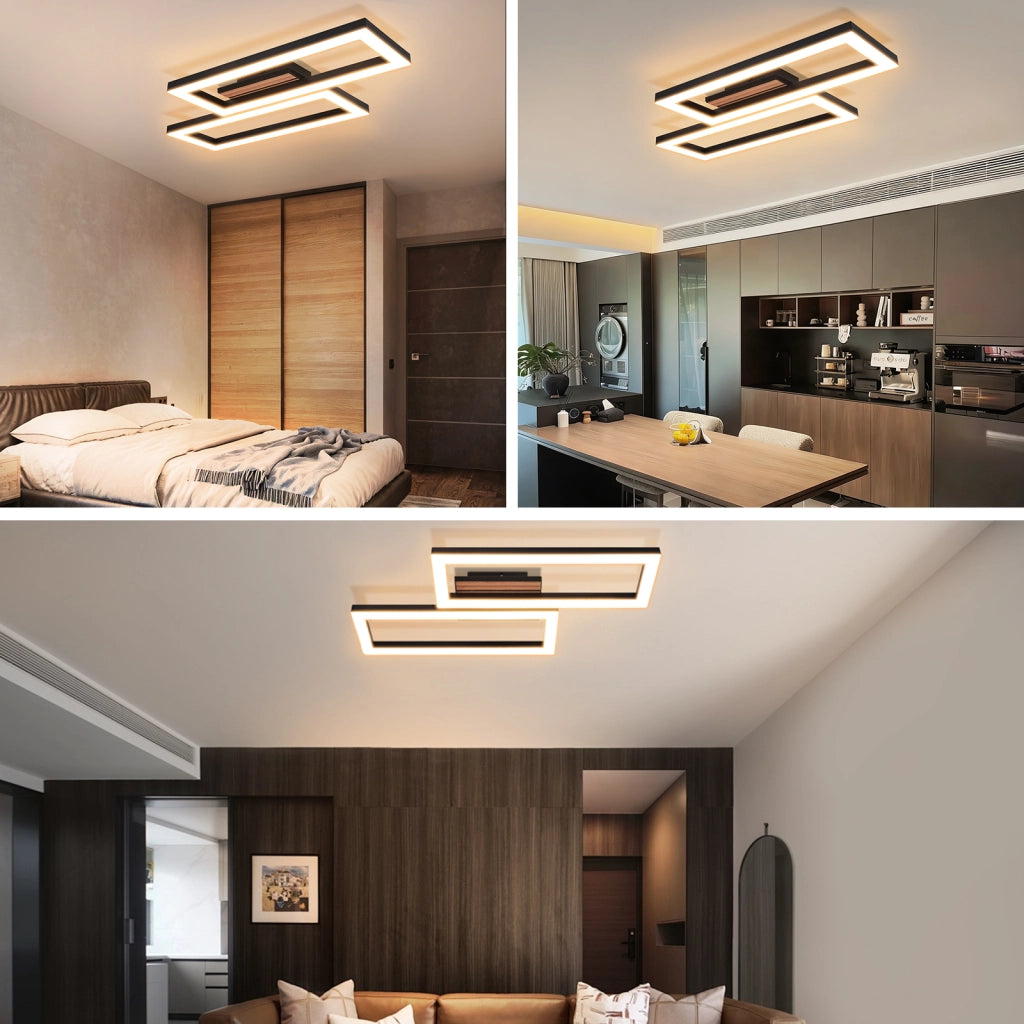 ZMH Lampada da soffitto LED 8W moderna 49CM 3000K luce calda quadrata effetto legno soggiorno camera da letto corridoio