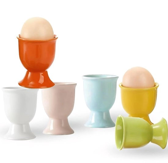 Set di 6 Eierdoppiette in Porcellana - Eierdoppiette Ronde - Eierstandaard - Servizio per Colazione - Adatto per Uova Sode/Fritte - 6 pezzi
