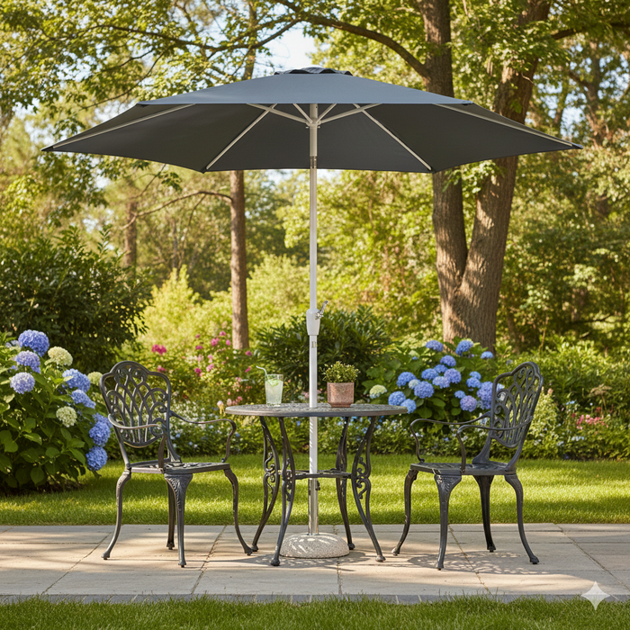 Ombrellone da Giardino Ø3 m Palo Ø48 mm Poly Eco in Acciaio Telo Grigio