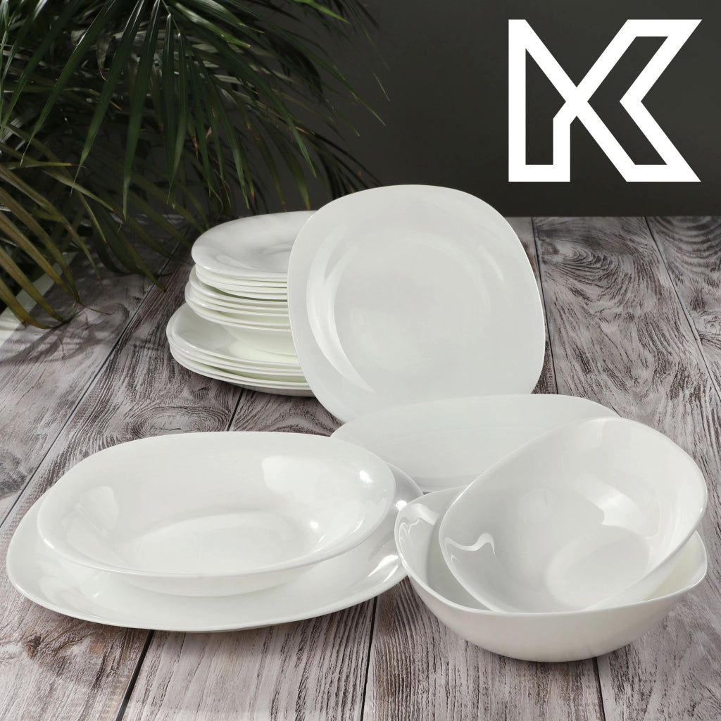 Set di stoviglie KADAX da 18 piatti, colore bianco