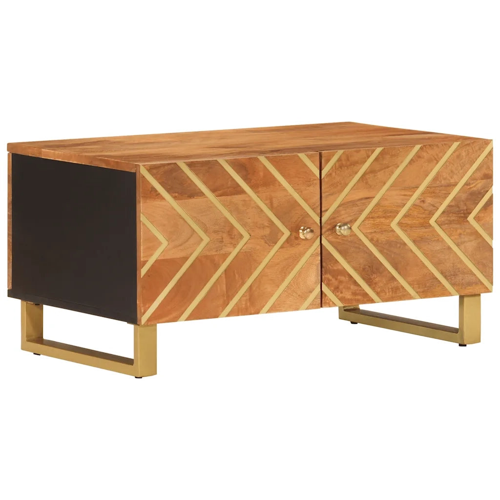 Tavolino da Salotto Marrone e Nero 80x50x40 cm Legno di Mango 356788
