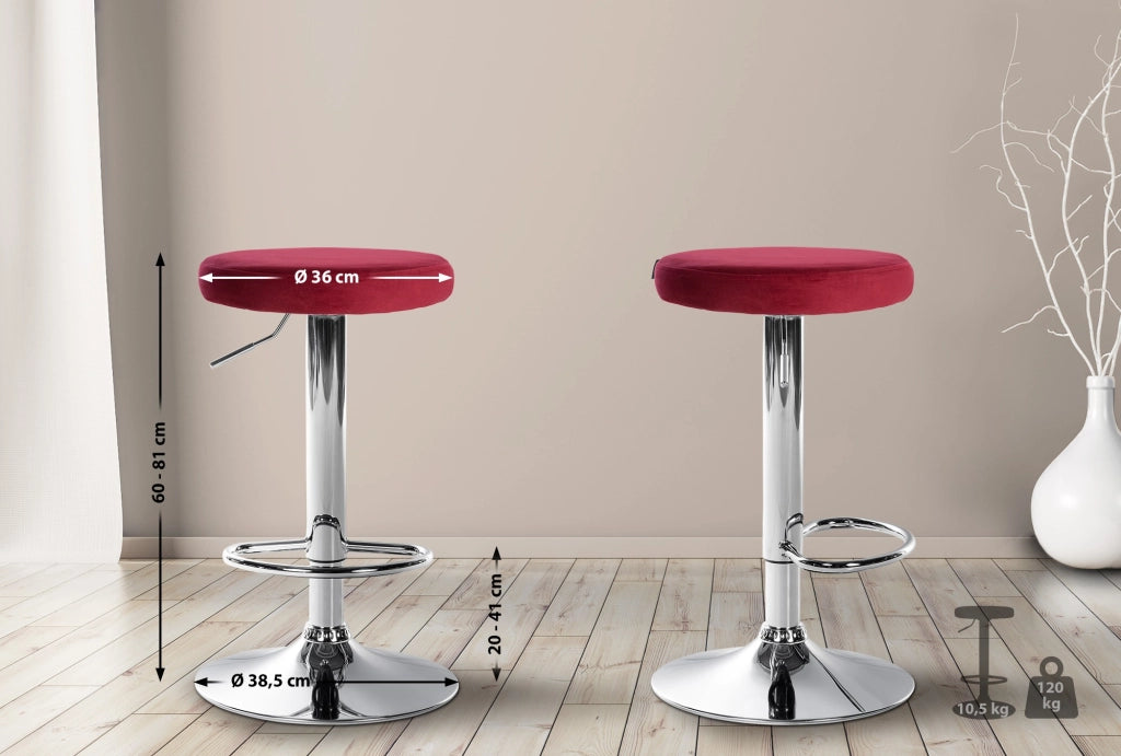 2er Set Barhocker Ponte Samt chrom