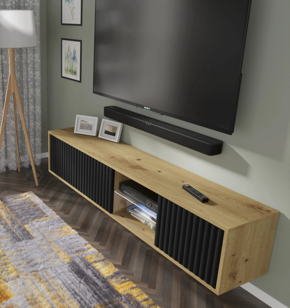 MOBILE MITA PORTA TV 156 ROVERE ARTIGIANALE NERO OPACO