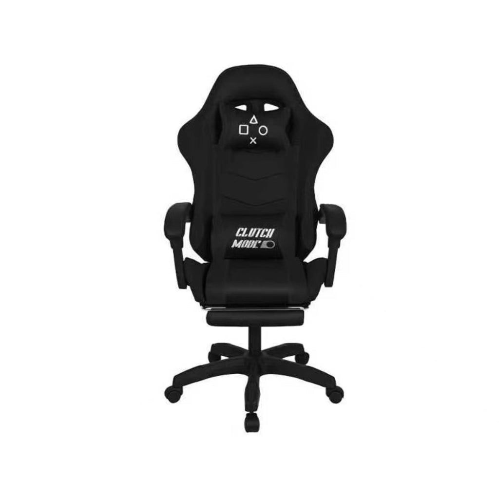 Clutch - Sedia da Gaming Ergonomica con Cuscino Lombare Poggiatesta e Poggiapiedi in PVC Nera