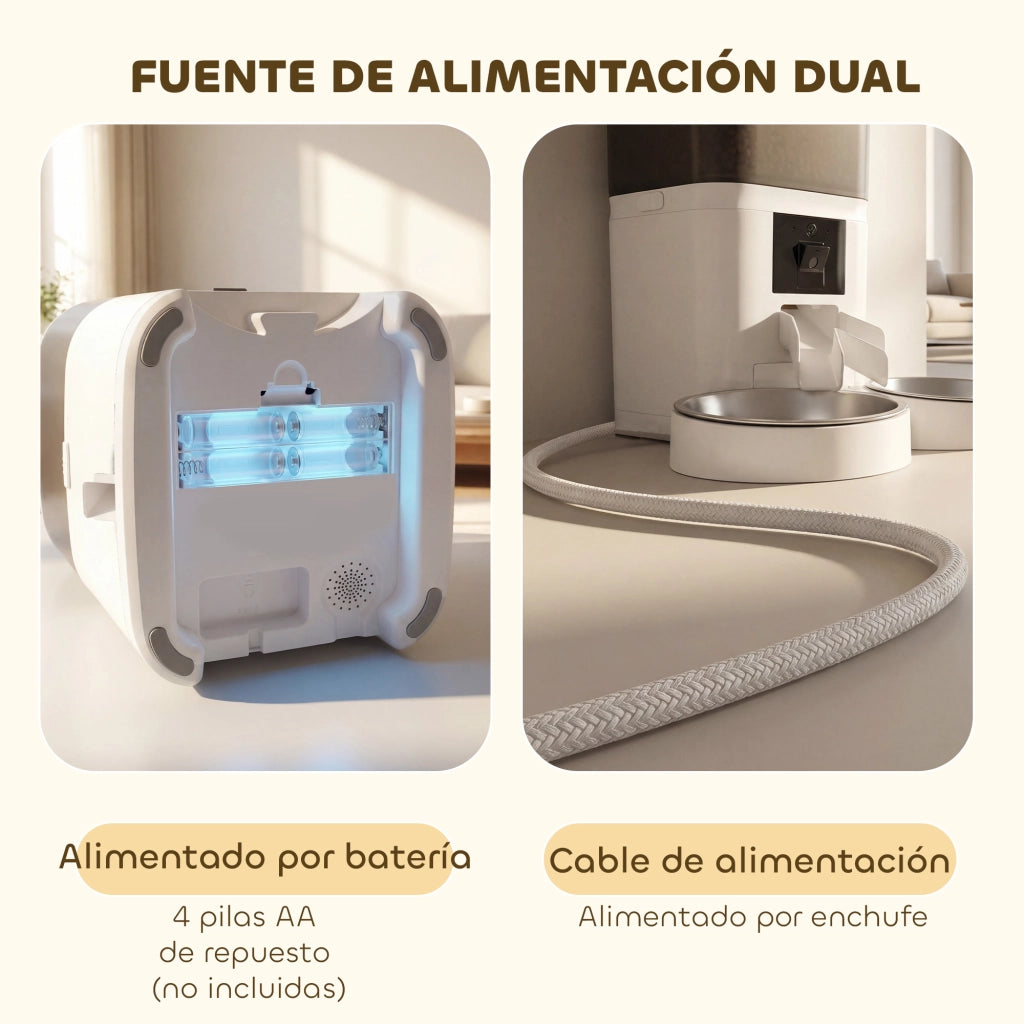Dispenser Cibo Automatico 6L WiFi App ¨C zephmum ¨C 2 Ciotole Programmable 1-10 Pasti