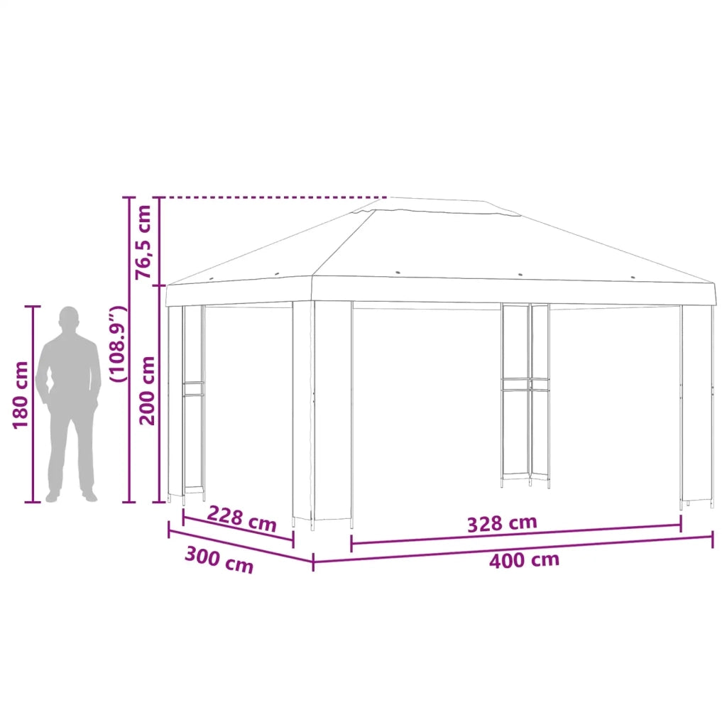 Gazebo 4 × 3 m Terracotta Poliestere e Acciaio 190 900376