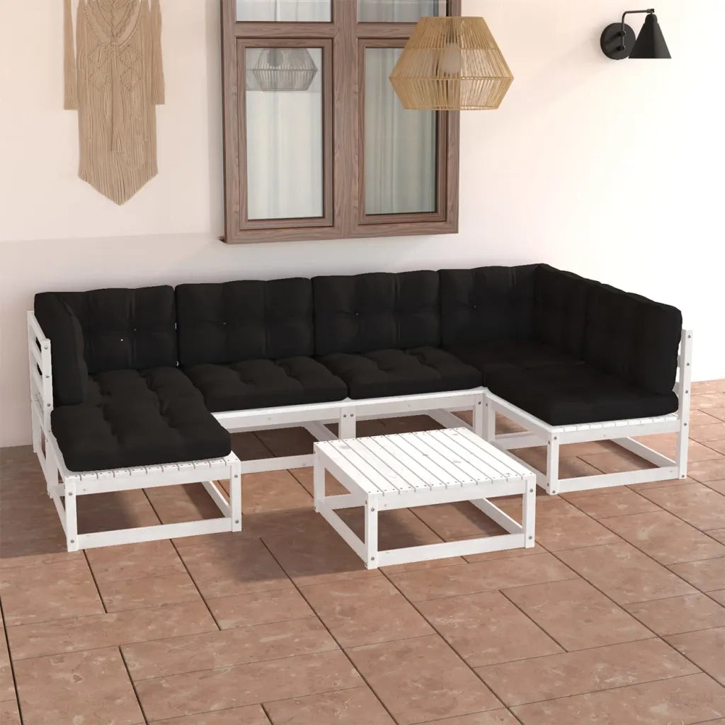 Set Salotto Giardino 7 pz Cuscini Antracite Legno Massello Pino 3076740
