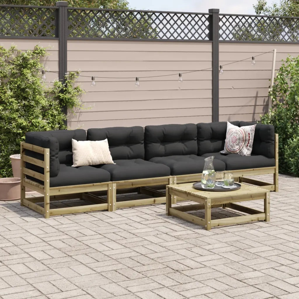 Set Divani da Giardino 5 pz | Set Salotto da Giardino in Legno Impregnato di Pino