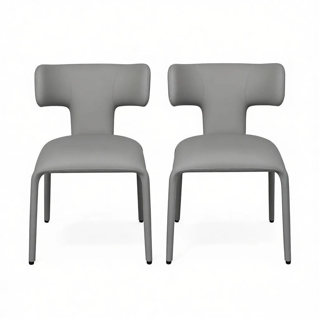SEDIA Set da 2 pezzi 53x53x78 cm Similpelle Grigia con rotelle
