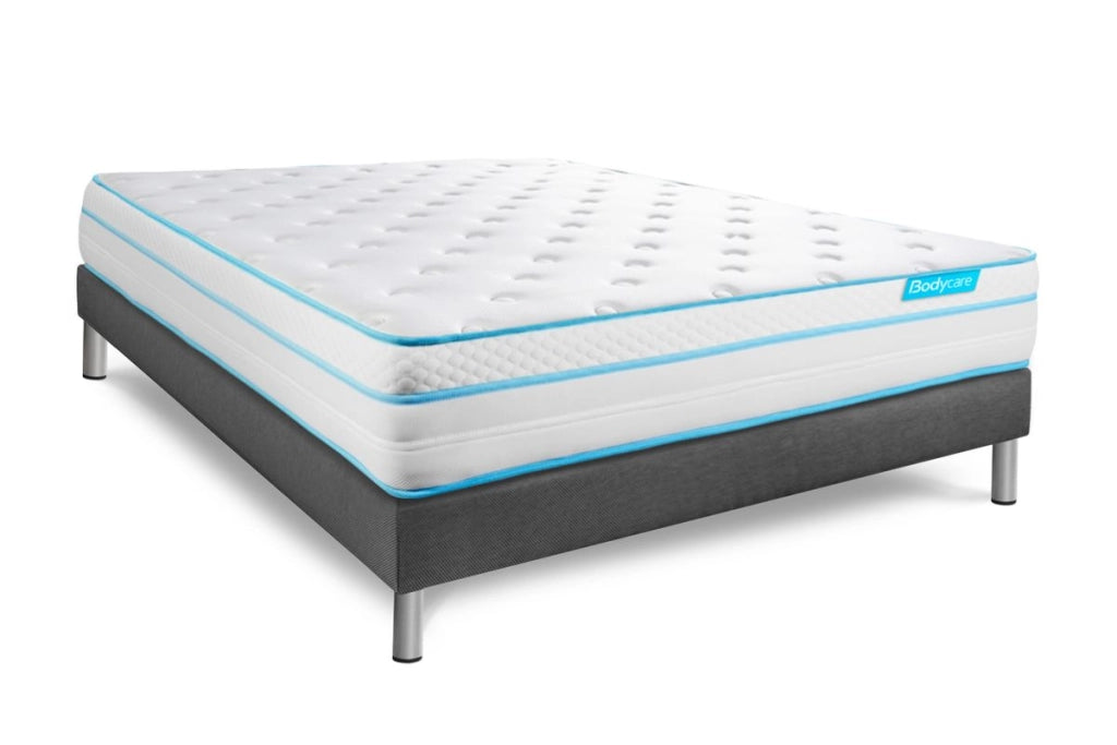 Pacchetto letto completo - Materasso 140x190cm + Box spring con doghe (kit) + 2 cuscini + Piumino - BodyMax
