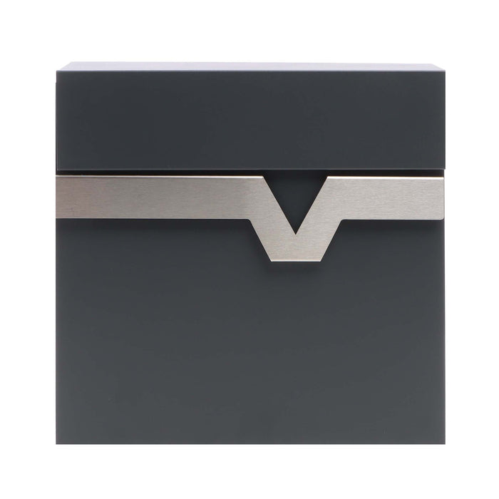Cassetta postale V60 con portagiornale, antracite e inox, soft-close, 370 x 105 x 370 mm
