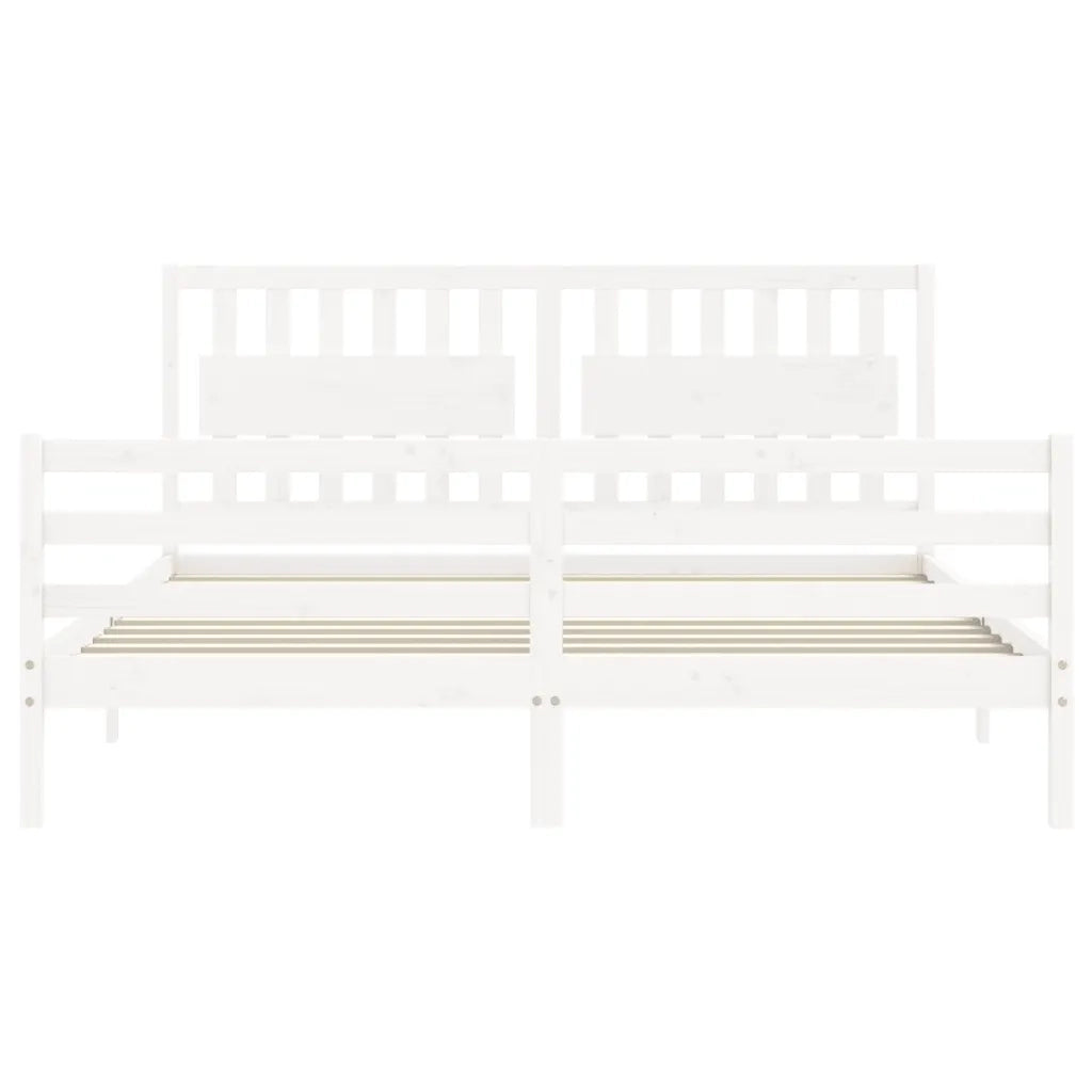 Giroletto Testiera Bianco Super King Size-Struttura Letto in Legno Massello 442263