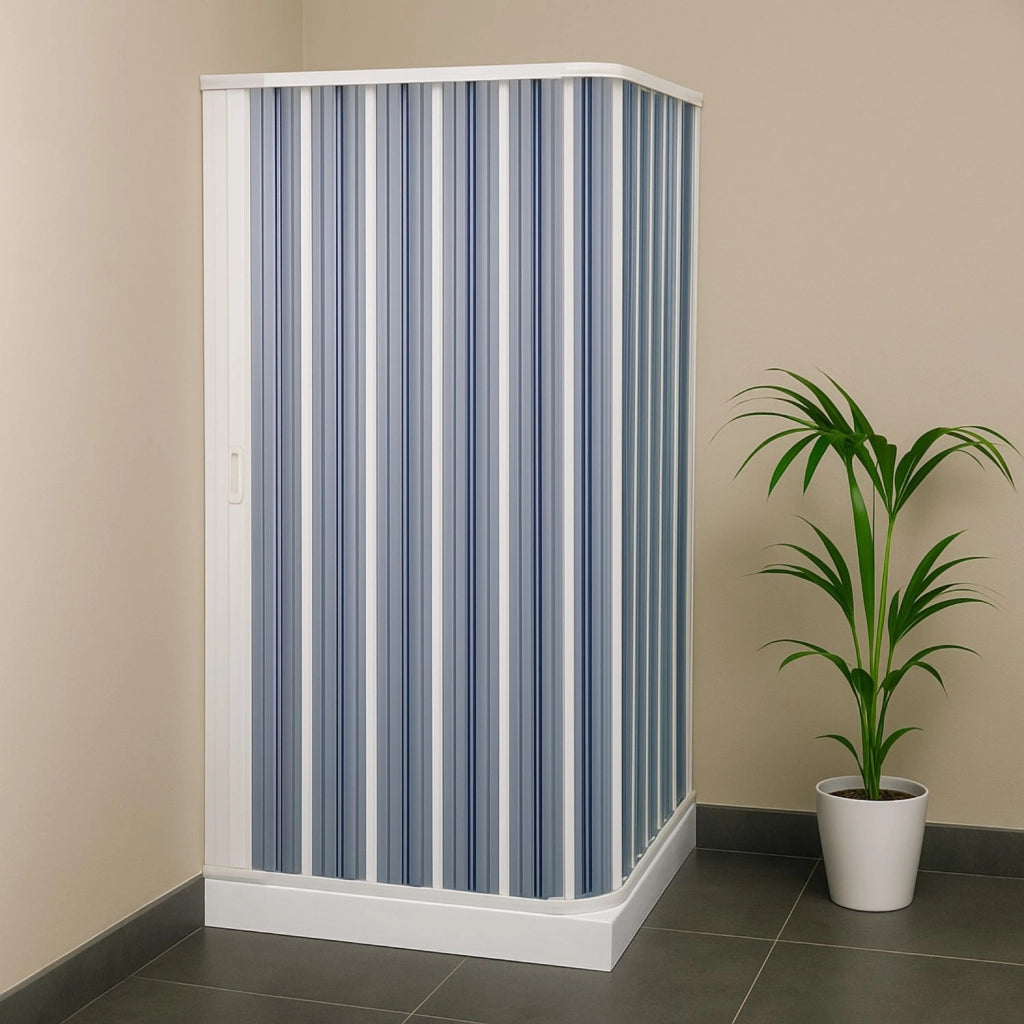 Box doccia a soffietto a due lati in pvc guide estensibili aperture reversibili *** misure 80-92 x 68-80 cm sx, confe...