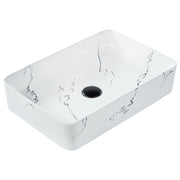 Lavabo da appoggio in ceramica bianca effetto marmo 510 x 340 mm Lavabo da bagno rettangolare stile Glam
