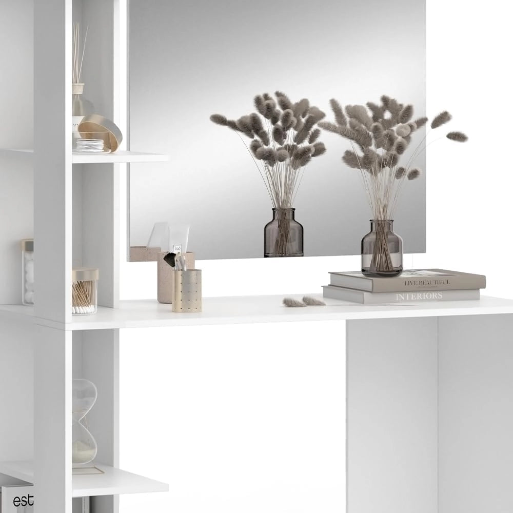 Vicco Tavolo da toilette Tower, Bianco, 122.2 cm con specchio, Superfici decorative per profumi e oggetti preferiti