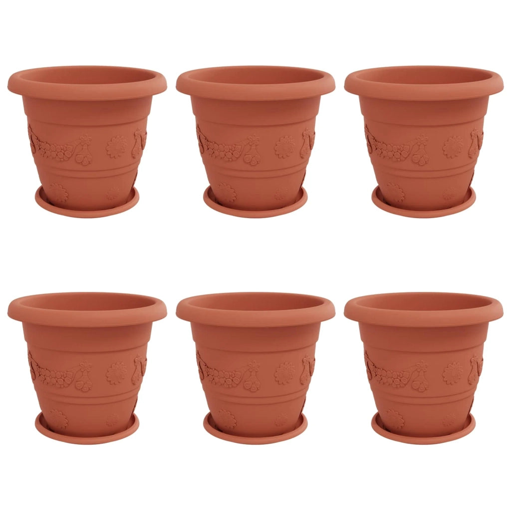 Vasi per Piante 6 pcs Rosso Mattone Ø 39 x 32 cm Plastica