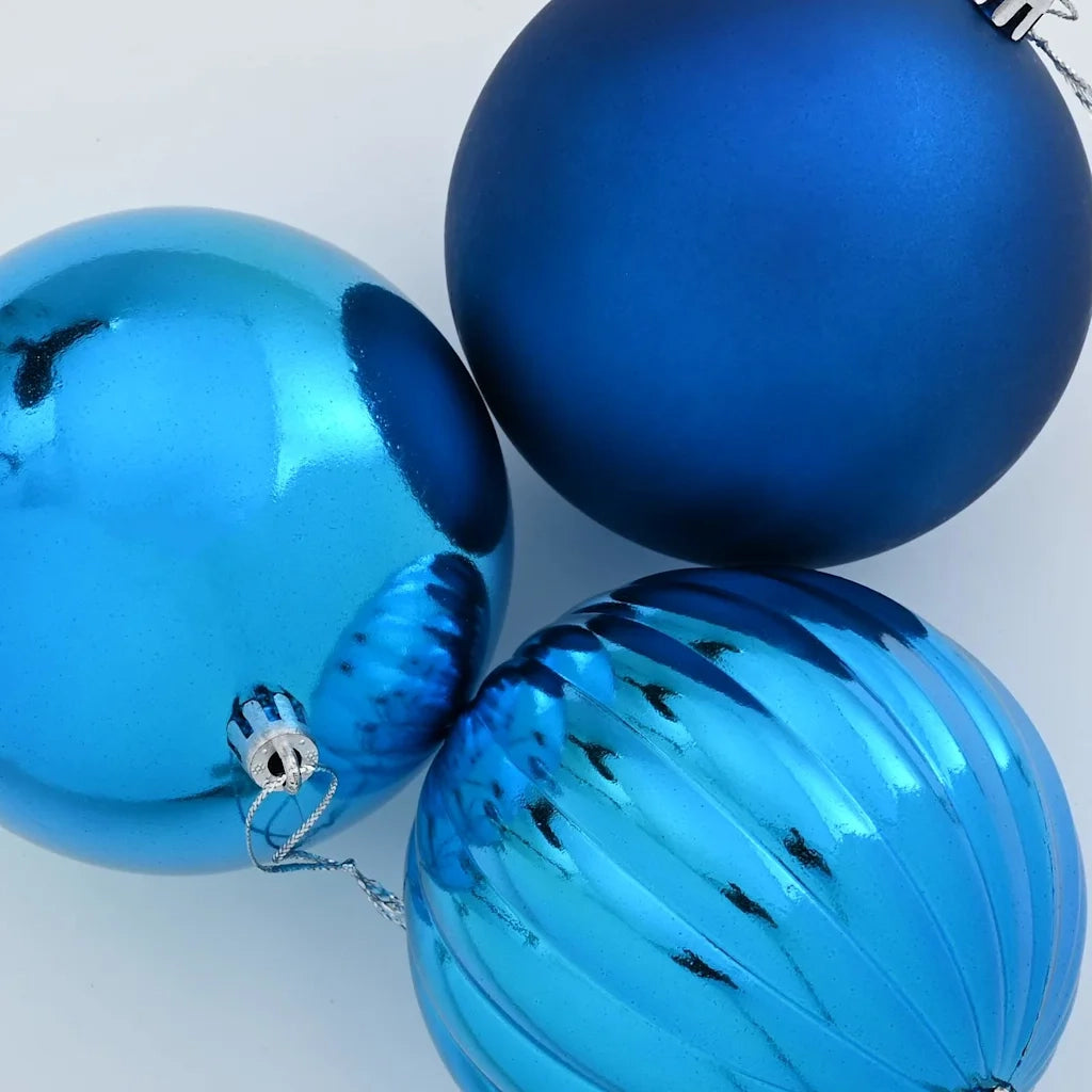 Set di palline di Natale XXL 4 pz Blu Plastica CFW3168637