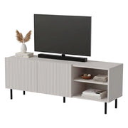 Mobile porta TV Molini, Madia da salotto con quattro ante battenti, Rialzato da terra, 150x42 h52 cm, Beige