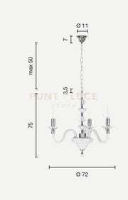 LAMPADARIO GALA 3 LUCI ATTACCO E14 OTTANIO E CROMO D.72CM