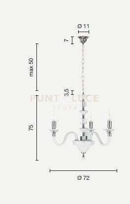 LAMPADARIO GALA 3 LUCI ATTACCO E14 OTTANIO E CROMO D.72CM