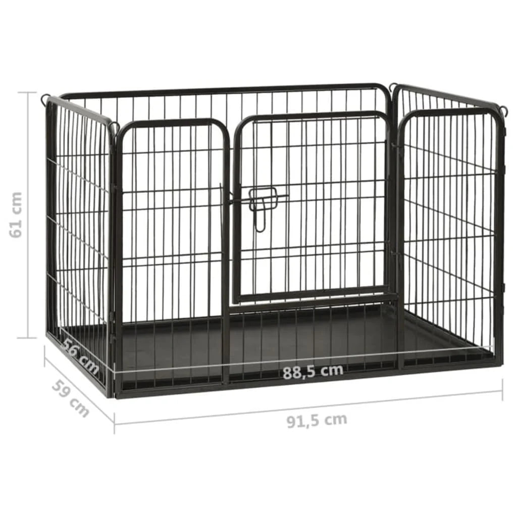 Recinto per cuccioli in acciaio 91,5 x 59 x 61 cm acciaio nero 02_0000570