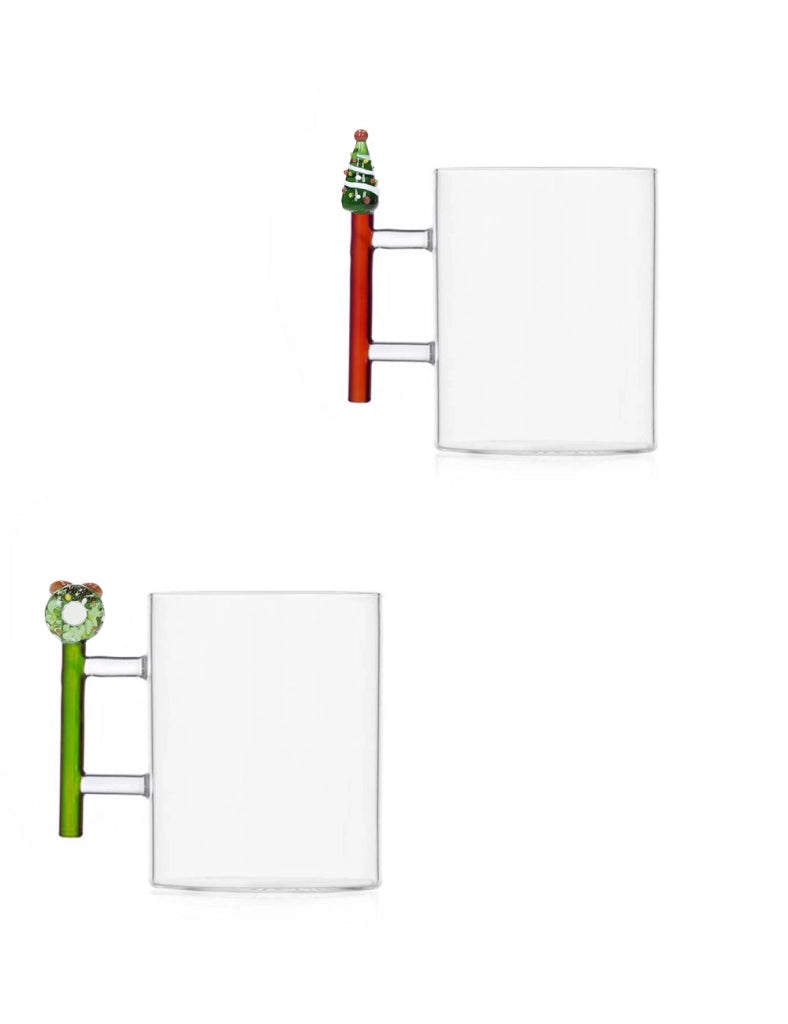 Mug W Il Natale Soggetti Natalizi Assortiti Set 2 Pezzzi Vetro