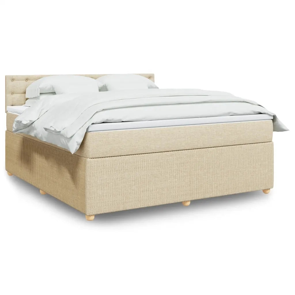 Giroletto a Molle con Materasso Crema 180x200 cm in Tessuto