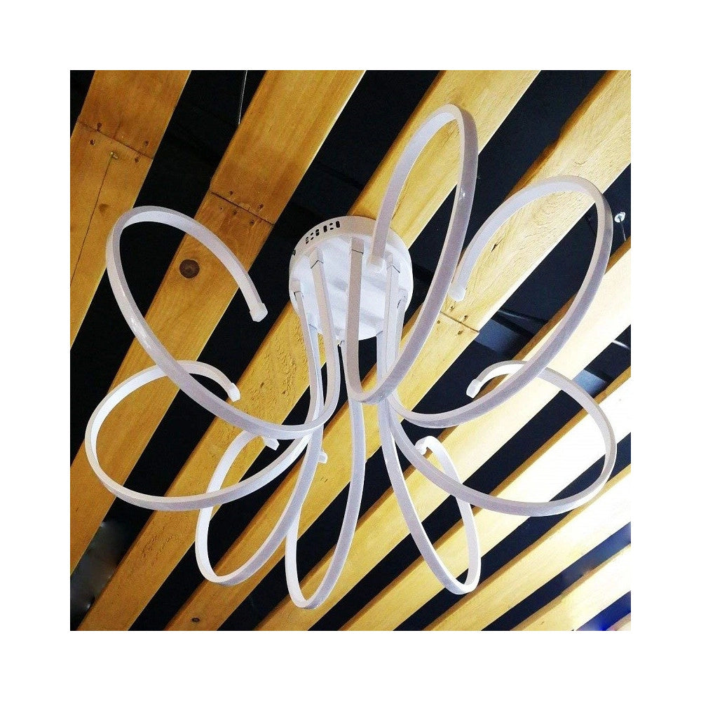 Trade Shop - Lampadario Neon Luce Led Bianco Caldo 3000k Soffitto Sospensione Pendente -