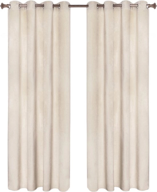 Set di tende Vida 2 pezzi - Beige 140x225cm - Oscurante - con cinturino pieghevole - Tela isolete