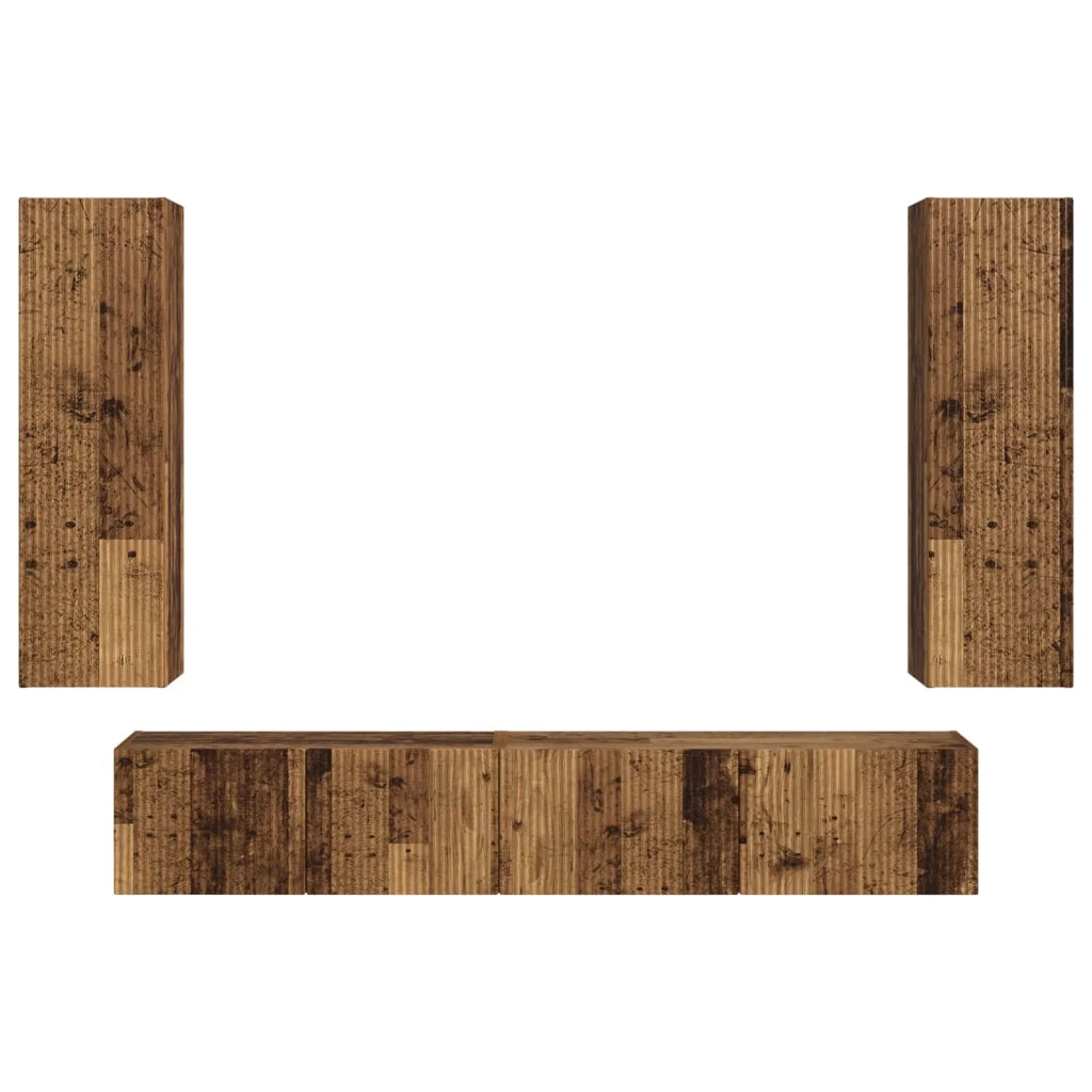 Set mobile TV 3 pz | Armadietto TV | Mobile Porta TV Legno vecchio Legno multistrato