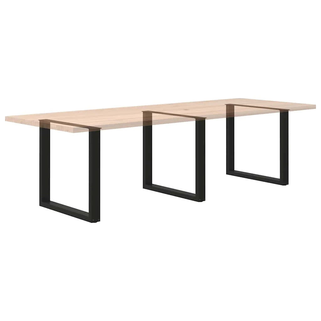 Set di 3 gambe per tavolo da pranzo a forma di U 80 x 72-73 cm con piedini regolabili design moderno in acciaio nero 02_0057444