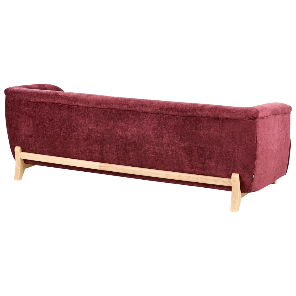 Divano a 3 posti imbottitura in poliestere gambe in legno soggiorno stile moderno bordeaux