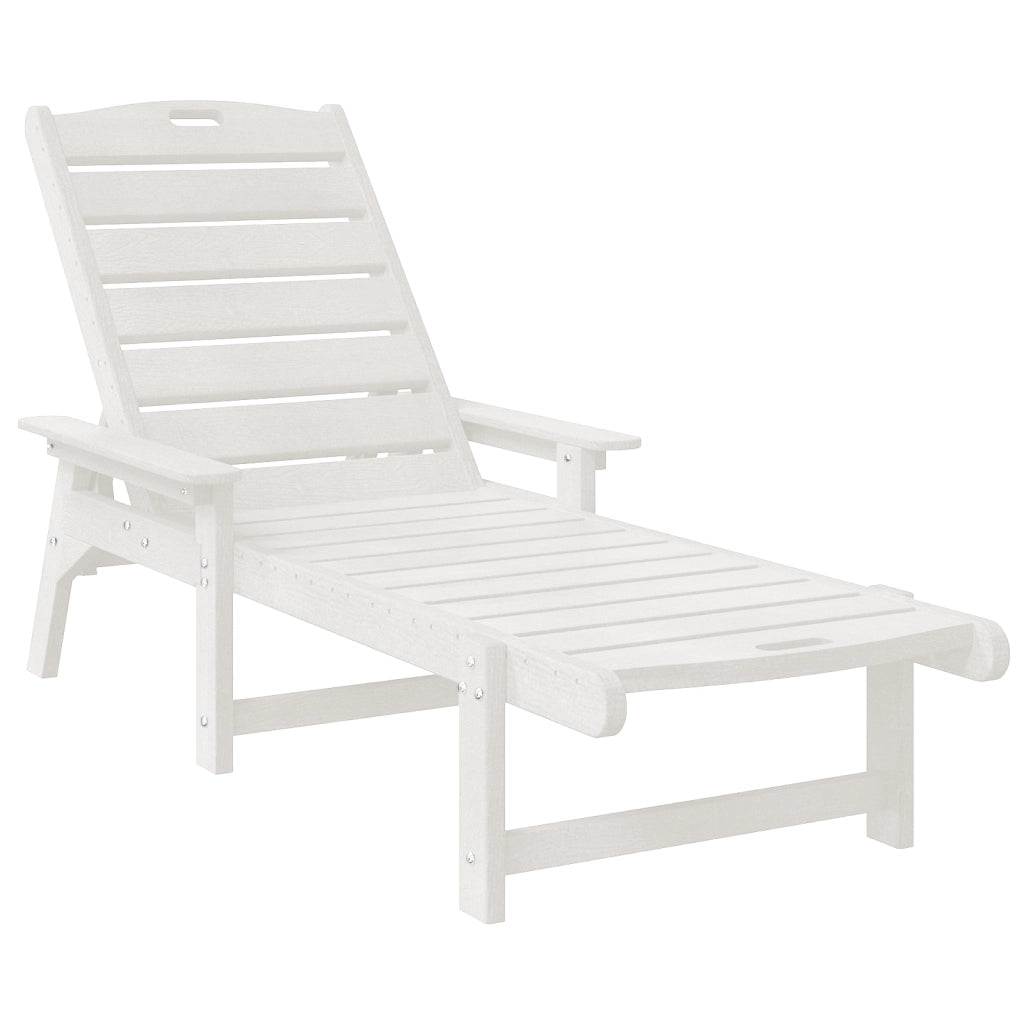 Set di lettini da giardino 3 pezzi bianco HDPE