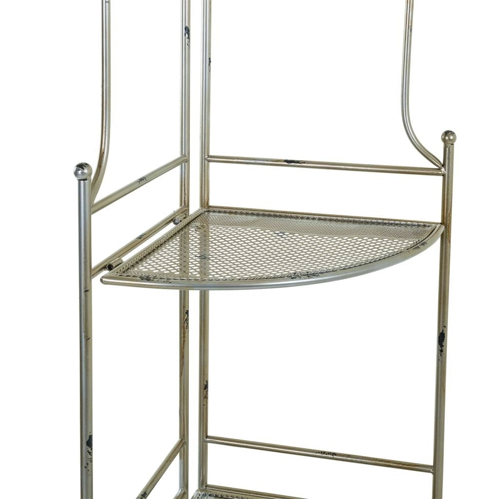 Scaffale angolare in ferro battuto argento 49x35x125h