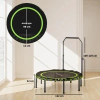 Trampolino Fitness con Manubrio Regolabile, in Acciaio e Plastica, Verde