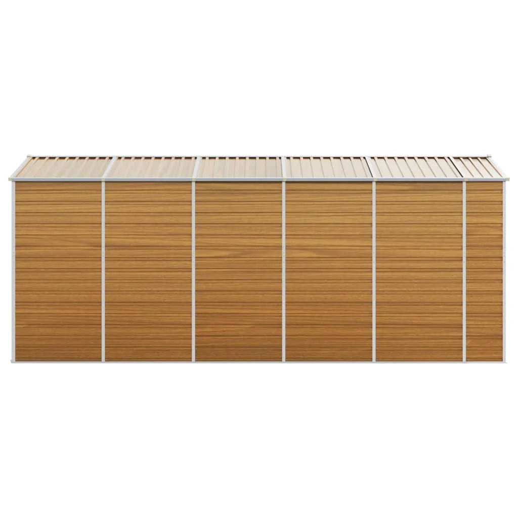 Casetta da giardino cabina ripostiglio casetta da esterno robusta casetta per attrezzi colore chiaro 191 x 470 x 198 cm acciaio zincato marrone 02_0022292