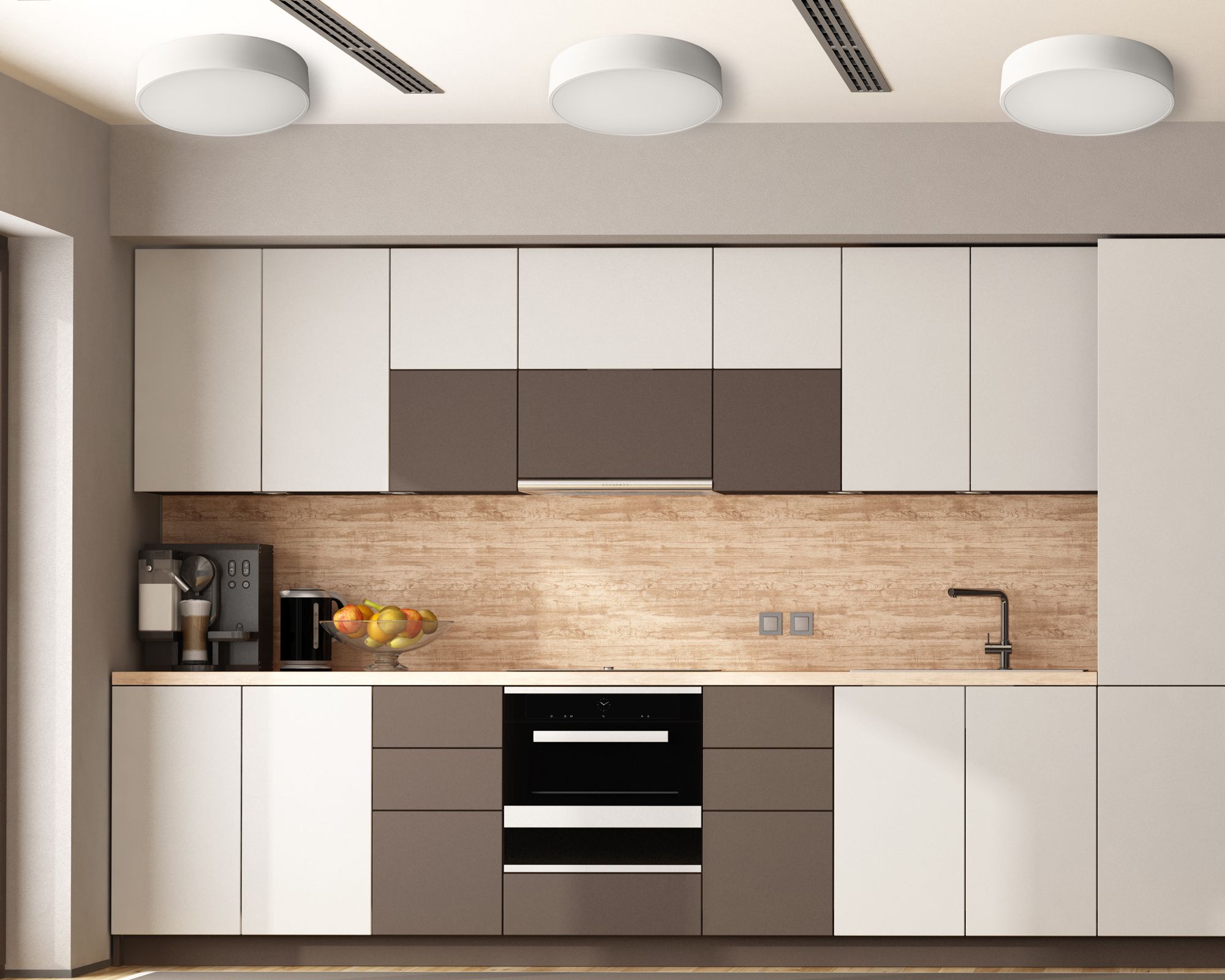 Lampada Plafoniere 50cm Rotonda Nero Da Soffitto APP644-4C