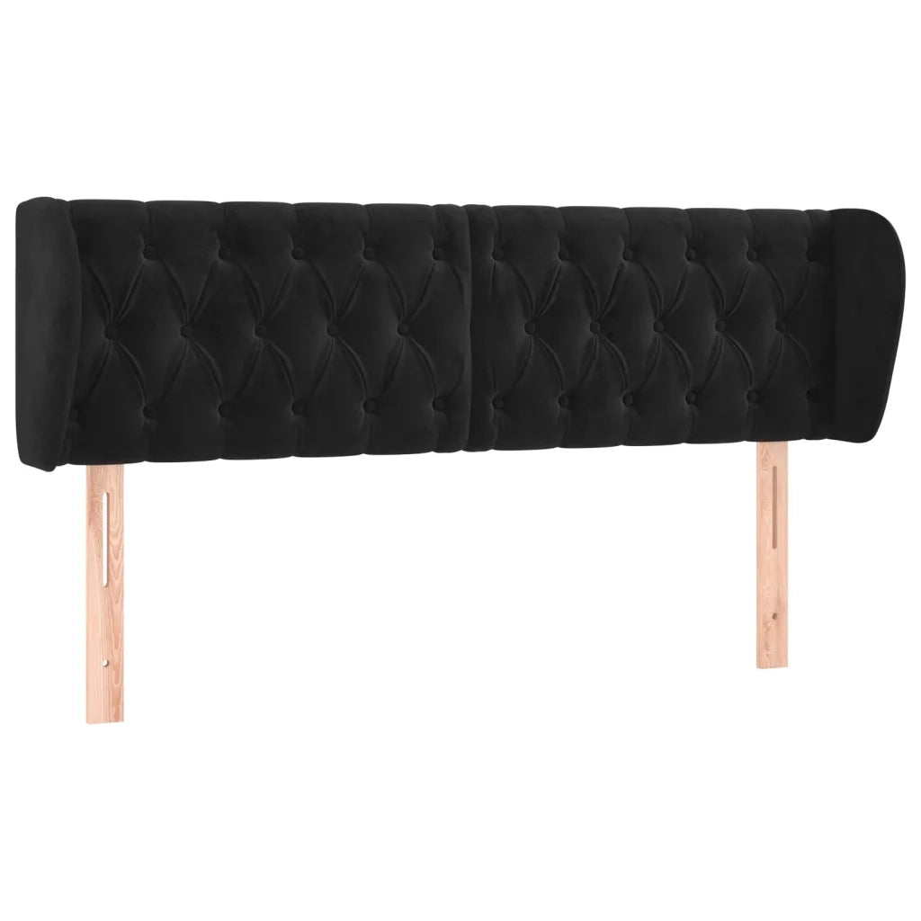 Testiera ad Orecchio-Testata con Orecchie Nera 147x23x78/88 cm in Velluto 782458