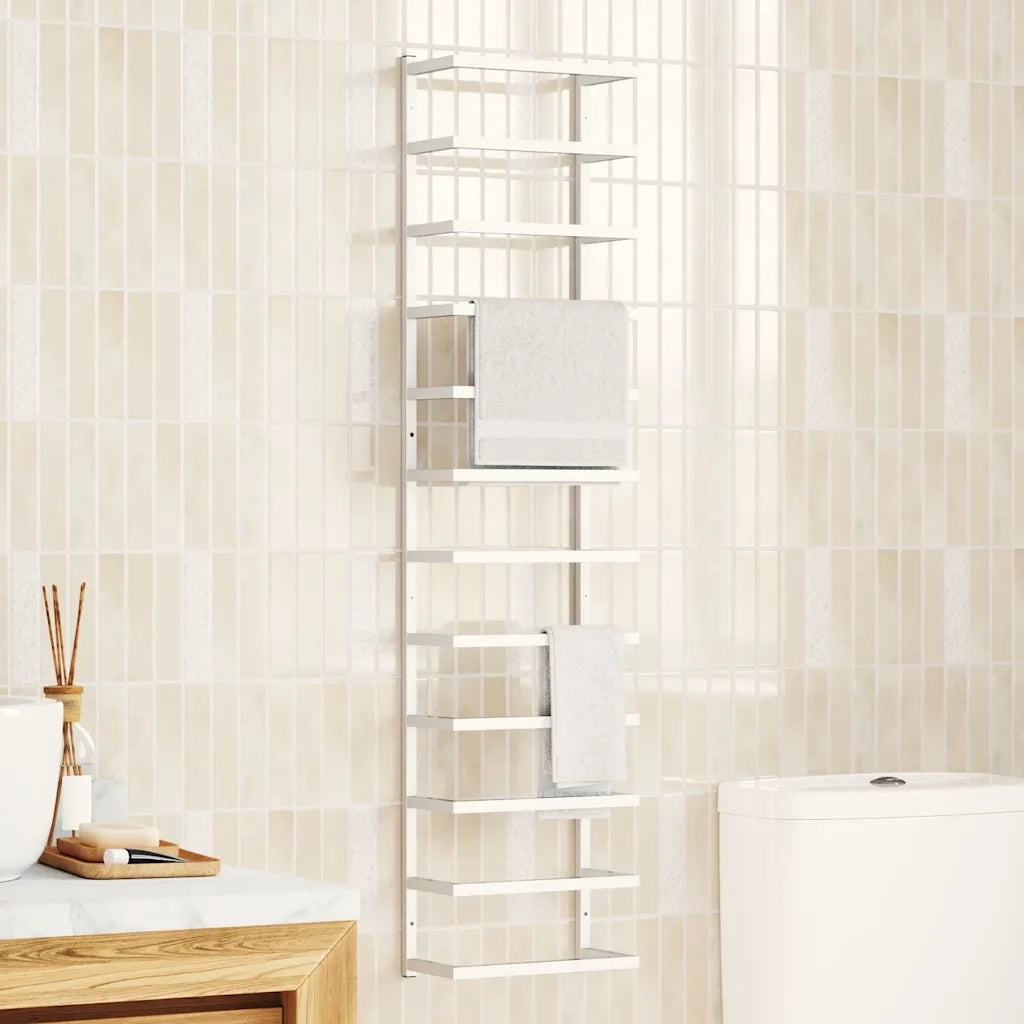 Portasciugamani Bianco 24x12x96 cm in Acciaio 336126
