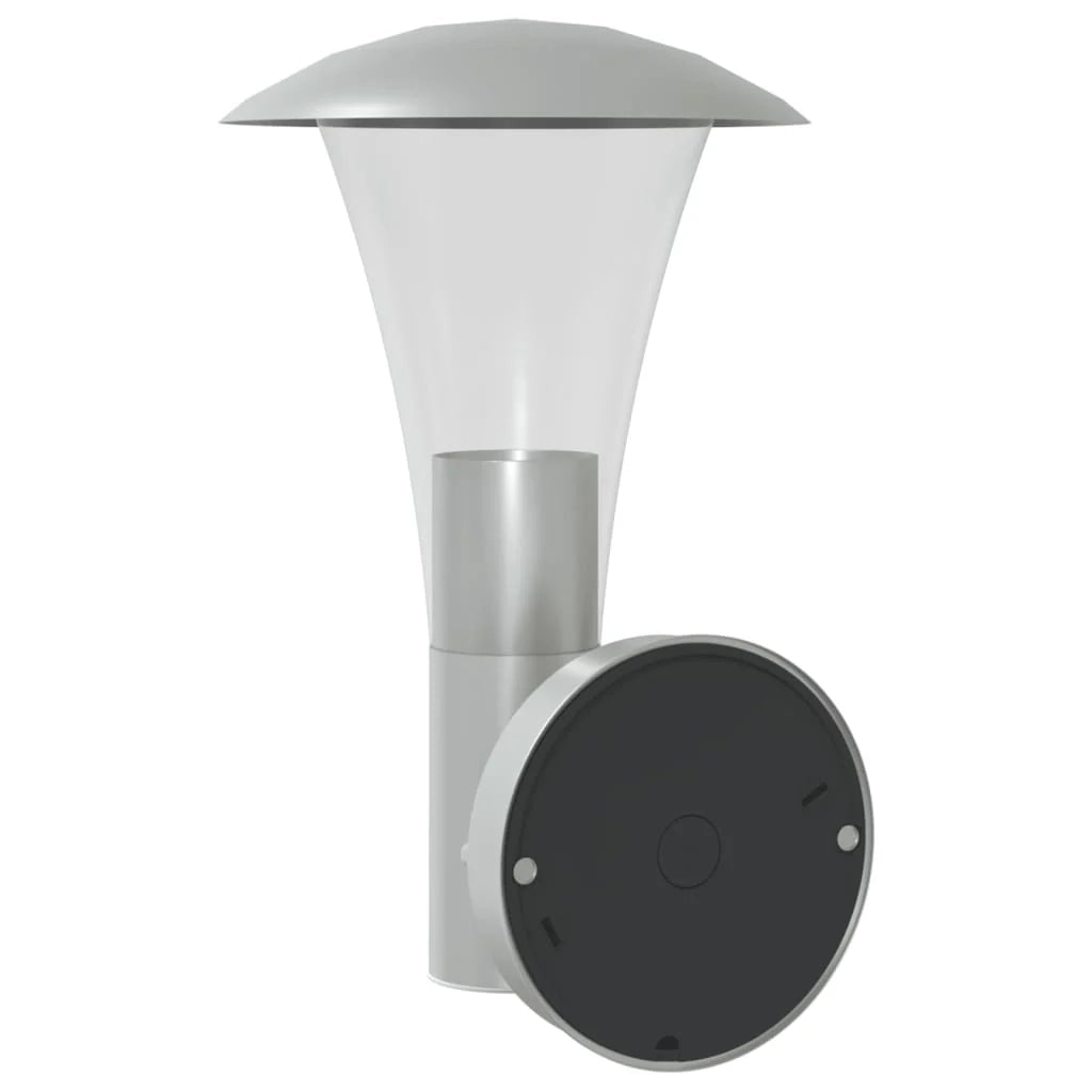 Set di 2 applique da esterno 17,5 x 17,5 x 28 cm finitura robusta design elegante in acciaio inox argento 02_0056556