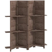 Paravento da interno in legno con 4 pannelli, Pieghevole, 160 x 170 cm, Noce